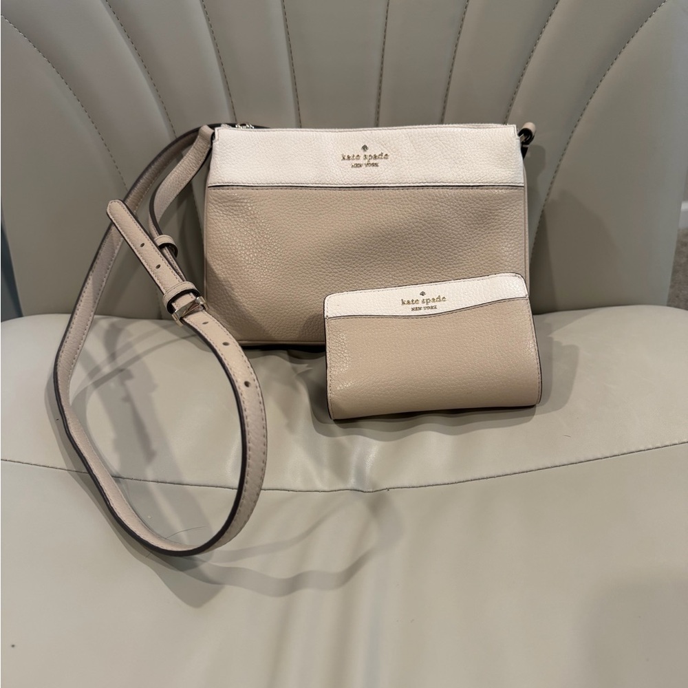 Kate Spade Cream and Tan Crossbody Bag Set